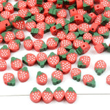 Red Strawberry Polymer Clay Beads for Jewelry Making