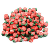 Red Strawberry Polymer Clay Beads for Jewelry Making