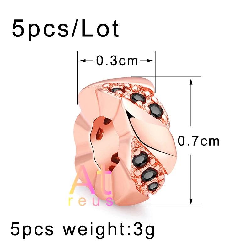Disco CZ Flat Beads Micro Pave Zircon Copper Bead DIY Spacer for Bracelets
