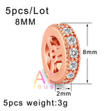 Disco CZ Flat Beads Micro Pave Zircon Copper Bead DIY Spacer for Bracelets