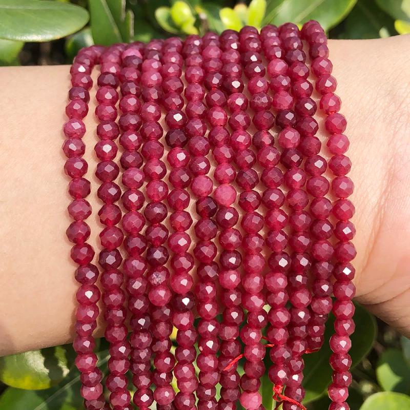 2 3 4mm Red Ruby Stone Spacer Beads DIY Jewelry Making 15in