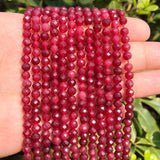 2 3 4mm Red Ruby Stone Spacer Beads DIY Jewelry Making 15in