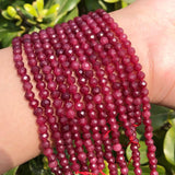 2 3 4mm Red Ruby Stone Spacer Beads DIY Jewelry Making 15in