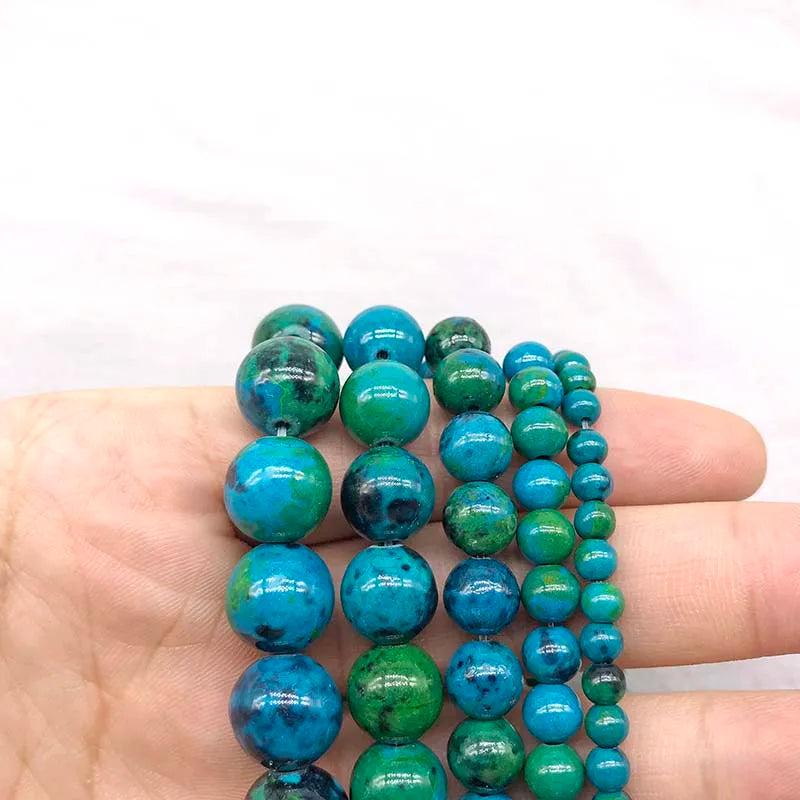 Phoenix Stone Round Beads Chrysocolla Loose Ball DIY Bracelet Jewelry Making