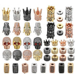 3pcs 13*11mm Skull Charms Cubic Zircon Beads Wholesale