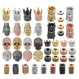 3pcs 13*11mm Skull Charms Cubic Zircon Beads Wholesale