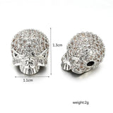 3pcs 13*11mm Skull Charms Cubic Zircon Beads Wholesale