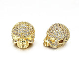 3pcs 13*11mm Skull Charms Cubic Zircon Beads Wholesale