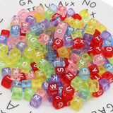 100Pcs 10mm Random Mixed Acrylic Alphabet Beads Faceted Beads DIY Necklace