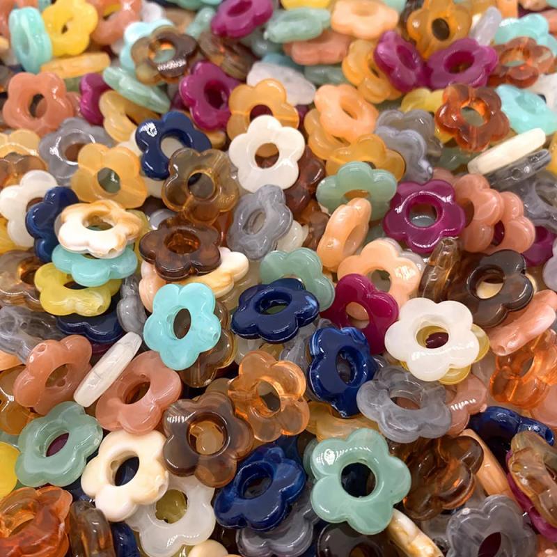 Acrylic Five-Petal Flower Beads Retro Gradient DIY Bracelet 15mm