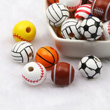 10pcs Wood Football Spacer Beads 16mm DIY Jewelry Making