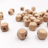 100Pcs Cube Wooden Square Beads 10mm 12mm Beech Wood Spacer Beads