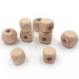 100Pcs Cube Wooden Square Beads 10mm 12mm Beech Wood Spacer Beads