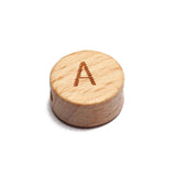 20Pcs Mixed Letter Beech Wood Beads Round Flat Alphabet Spacer Beads