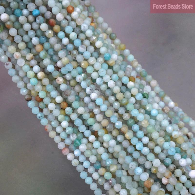 Natural Amazonite Mixed Faceted Round Loose Beads 15'' Strand