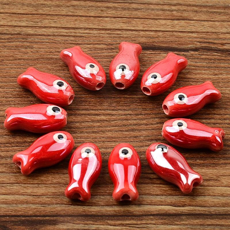 Colorful Fish Shaped Ceramic Beads for Jewelry Making DIY