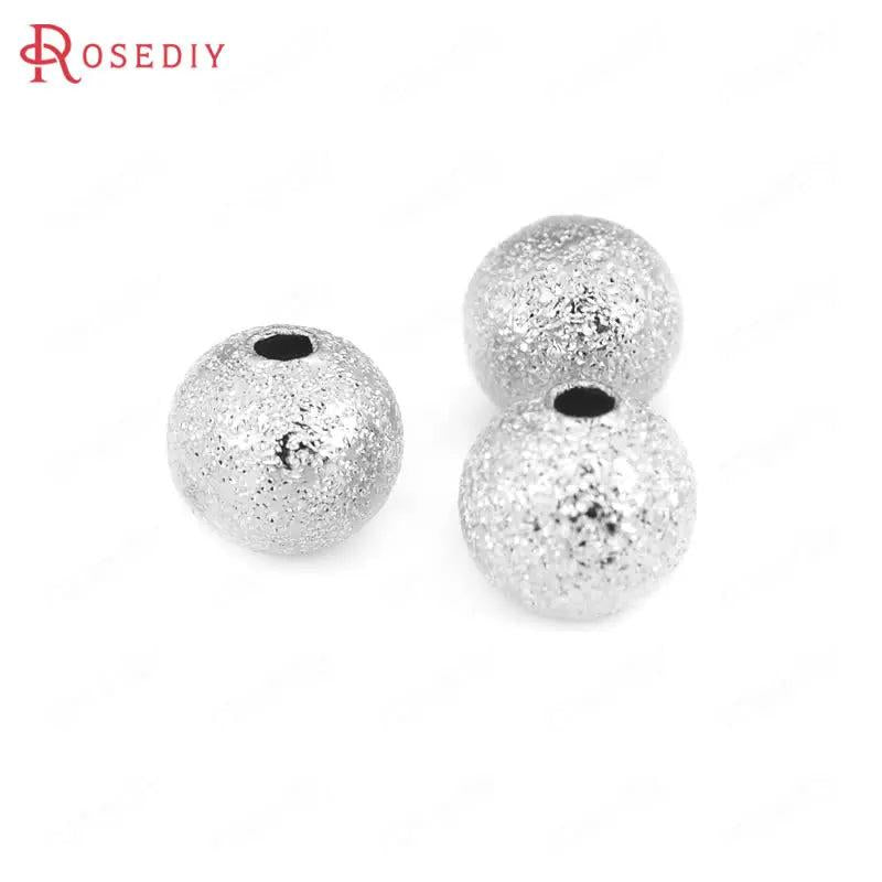 24K Brass Frosted Matte Round Ball Beads for Jewelry Making