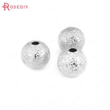 24K Brass Frosted Matte Round Ball Beads for Jewelry Making