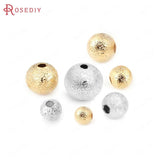 24K Brass Frosted Matte Round Ball Beads for Jewelry Making