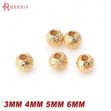 24K Brass Frosted Matte Round Ball Beads for Jewelry Making