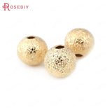 24K Brass Frosted Matte Round Ball Beads for Jewelry Making