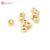 24K Brass Frosted Matte Round Ball Beads for Jewelry Making