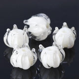 5pcs 10mm Lampwork Glass Loose Beads Round Flower Shape for DIY Jewelry Making