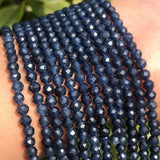 Sapphire Round Stone Beads for Jewelry Making DIY 15''