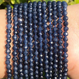 Sapphire Round Stone Beads for Jewelry Making DIY 15''