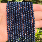 Sapphire Round Stone Beads for Jewelry Making DIY 15''