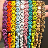 30pcs Colorful Smile Ceramic Beads Jewelry Making 10mm Smiling