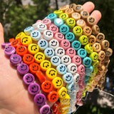 30pcs Colorful Smile Ceramic Beads Jewelry Making 10mm Smiling