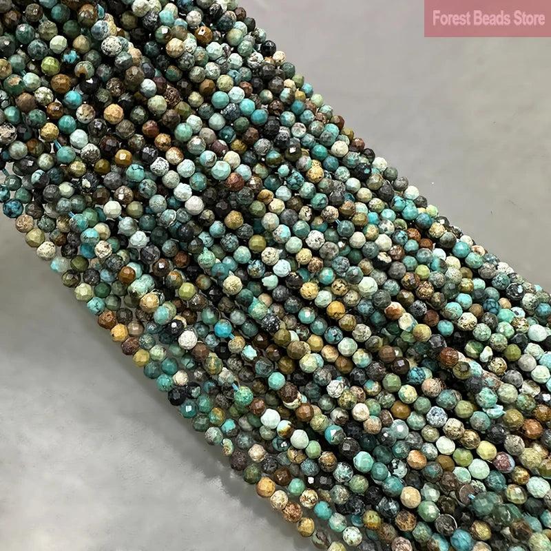 Faceted African Turquoise Round Beads DIY Jewelry 15'' 2mm/3mm