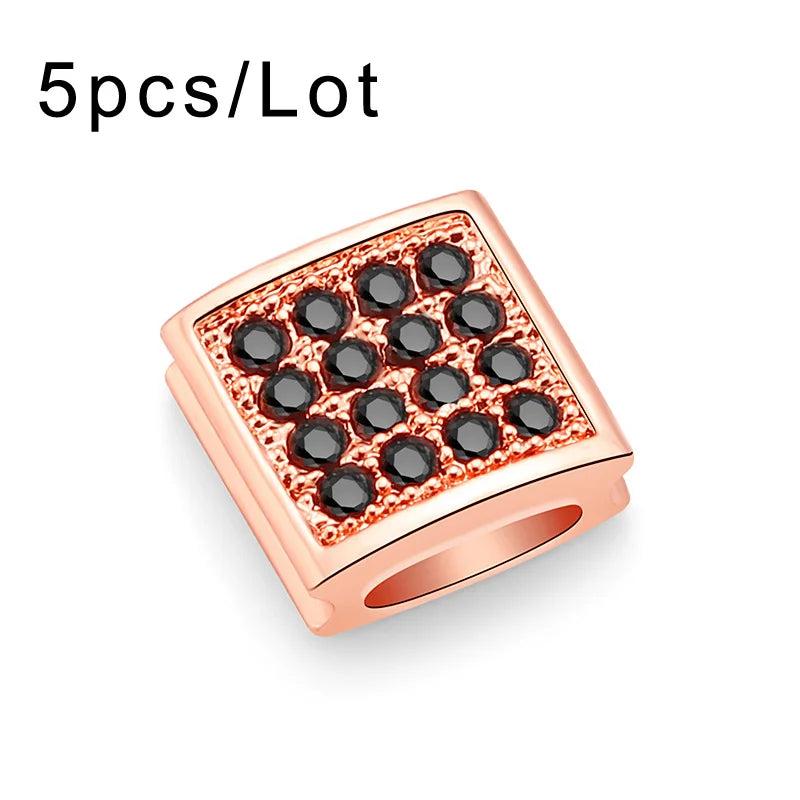 6/8/9mm CZ Flat Square Spacer Copper Crystal Beads for DIY Bracelets