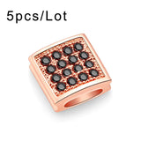6/8/9mm CZ Flat Square Spacer Copper Crystal Beads for DIY Bracelets