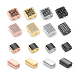 6/8/9mm CZ Flat Square Spacer Copper Crystal Beads for DIY Bracelets