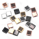 6/8/9mm CZ Flat Square Spacer Copper Crystal Beads for DIY Bracelets