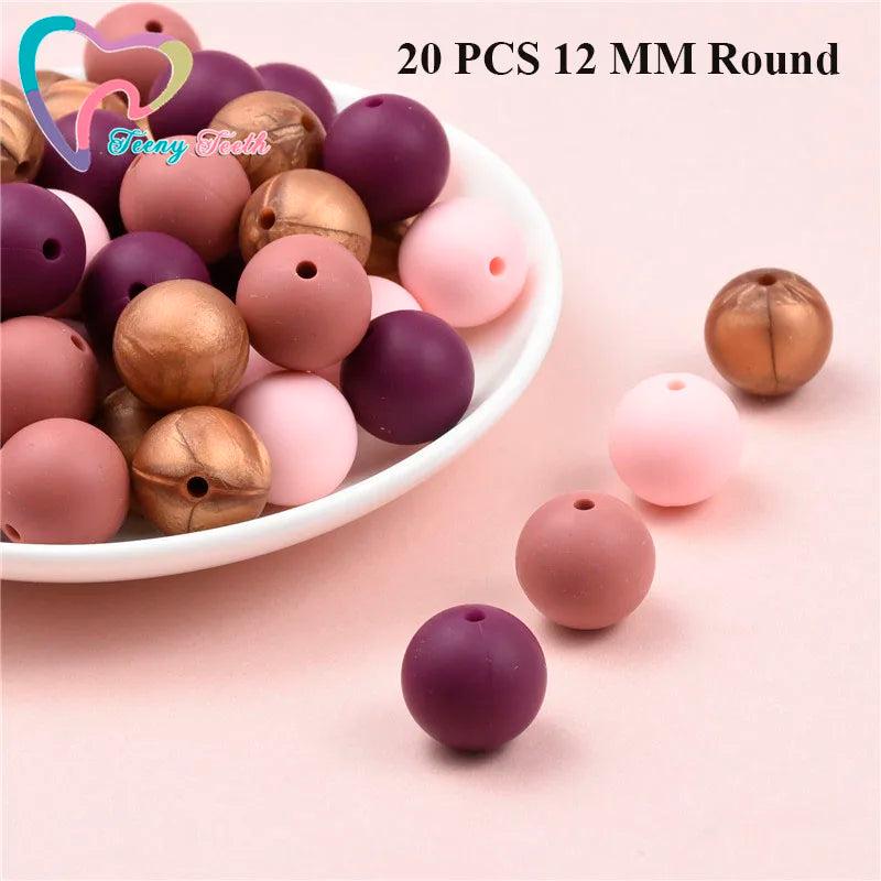 20 PCS 5 Colors Mix Baby Teether Silicone Beads DIY Nursing Bracelet