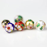 10pcs Enamel Spacer Beads Filigree Copper Charm Beads 10mm Round DIY Jewelry