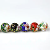 10pcs Enamel Spacer Beads Filigree Copper Charm Beads 10mm Round DIY Jewelry