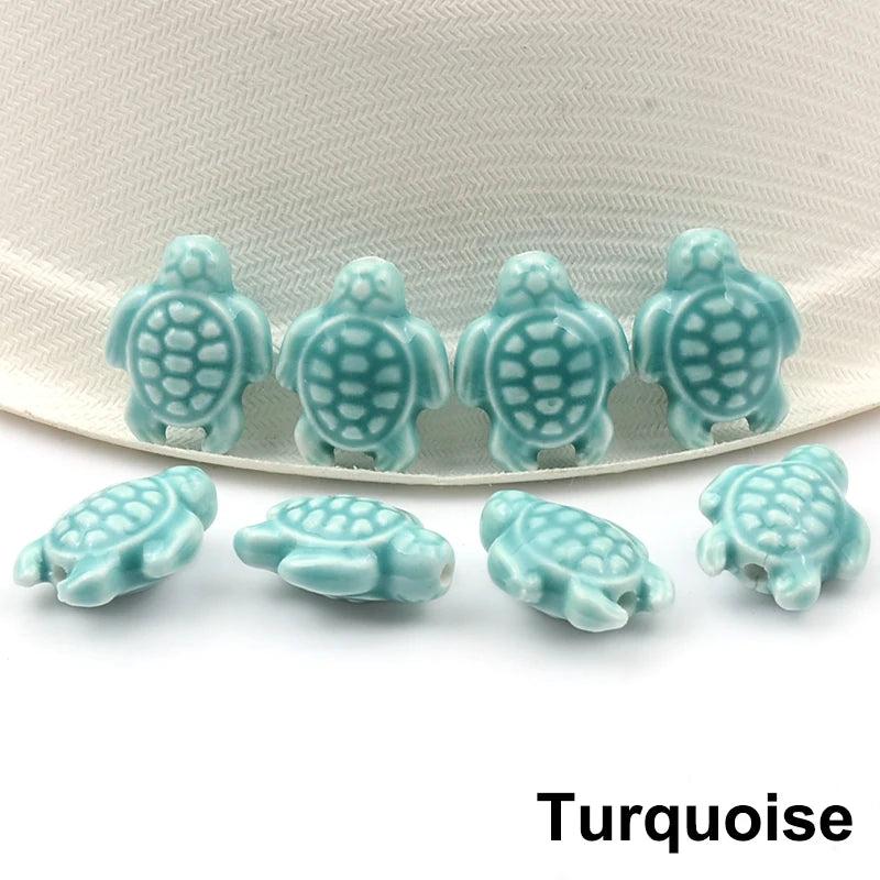 10pcs Sea Turtle Ceramic Beads for Jewelry Making DIY Bracelets Necklace