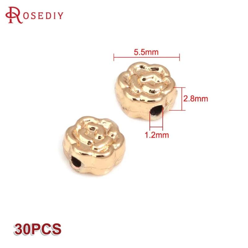 18K Brass Flower Spiral Bracelets Beads Spacer Jewelry Making Supplies