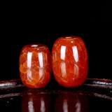5pcs Red Cracked Pattern Agate Barrel Beads for DIY Jewelry Making