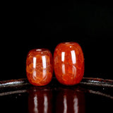 5pcs Red Cracked Pattern Agate Barrel Beads for DIY Jewelry Making