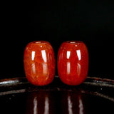 5pcs Red Cracked Pattern Agate Barrel Beads for DIY Jewelry Making