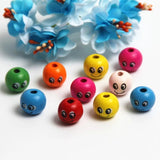 50pcs 14mm Smiling Wooden Beads for Jewelry Making DIY Bracelet Children Toys