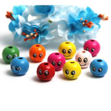 50pcs 14mm Smiling Wooden Beads for Jewelry Making DIY Bracelet Children Toys