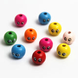 50pcs 14mm Smiling Wooden Beads for Jewelry Making DIY Bracelet Children Toys