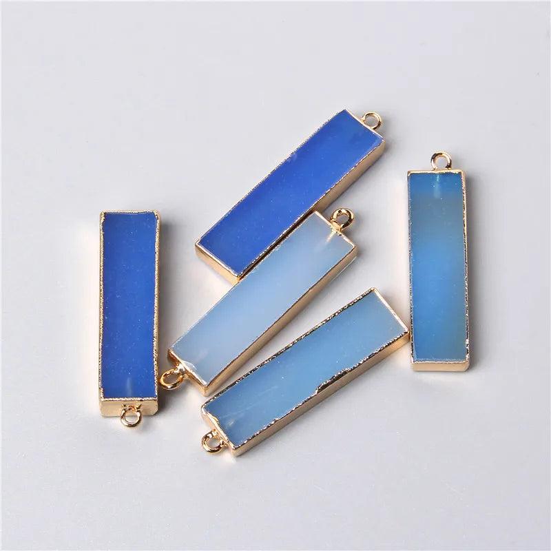 Geometric Rose Quartz Amazonite Charms Square Pendant for Jewelry Making