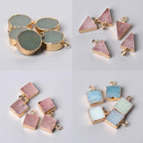 Geometric Rose Quartz Amazonite Charms Square Pendant for Jewelry Making